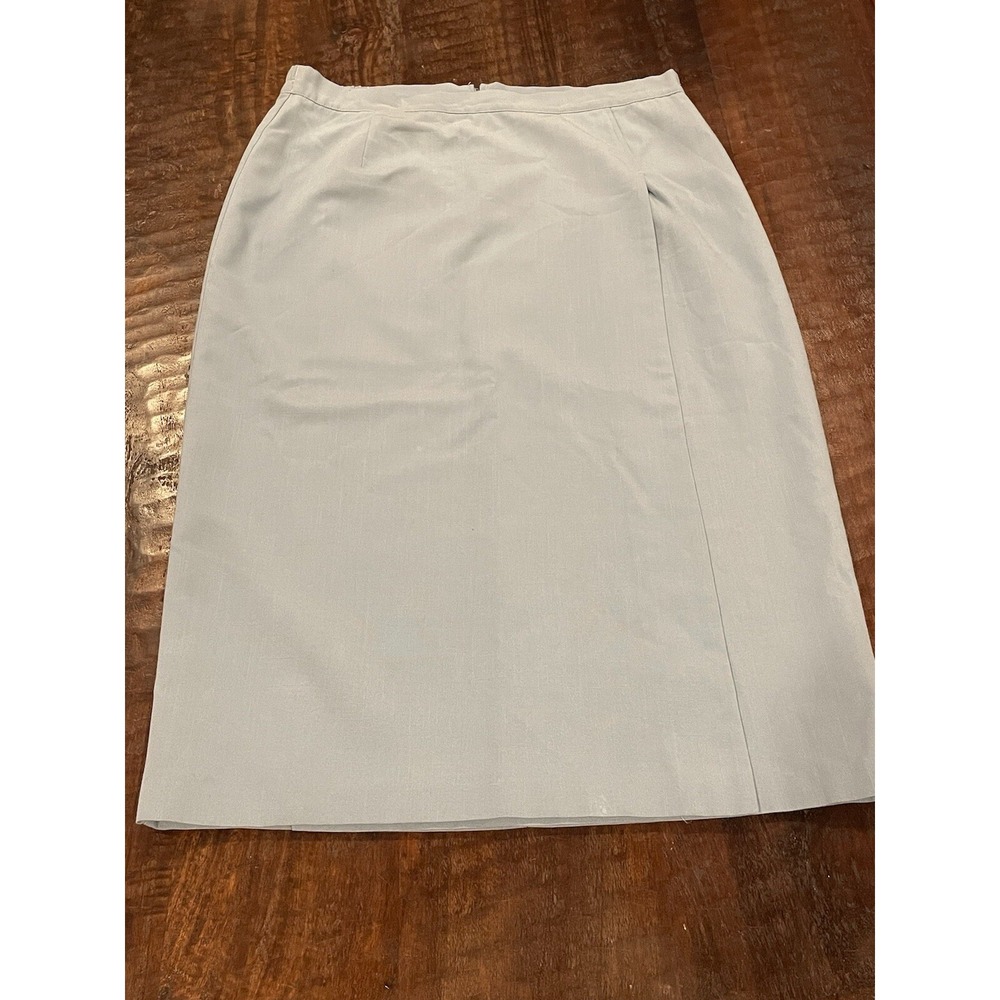 Vintage 80s Casablanca Midi Skirt Size 18 Blue Secretary Slit Lined Made In USA